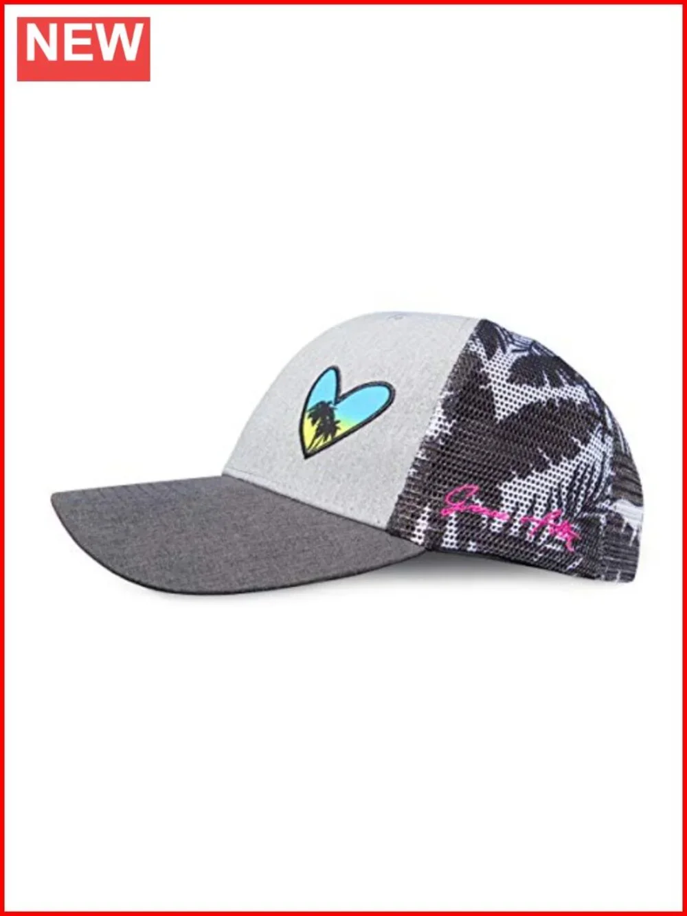 Floral Trucker Baseball Cap - Breathable Cotton Snapback with Love Heart Logo